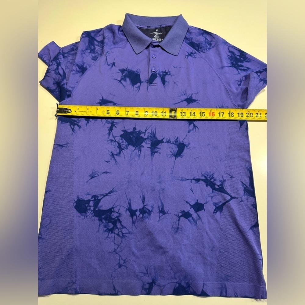 Fabletics Polo Shirt Mens Size Large Purple Tie-Dye Golf Breathable Stretch - Picture 5 of 6